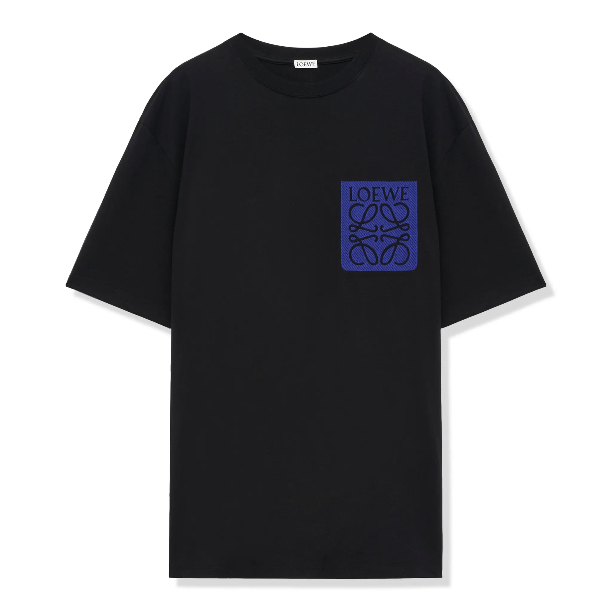 Front view of Loewe Anagram Fake Pocket Black Blue T Shirt H526Y22XAT-1100
